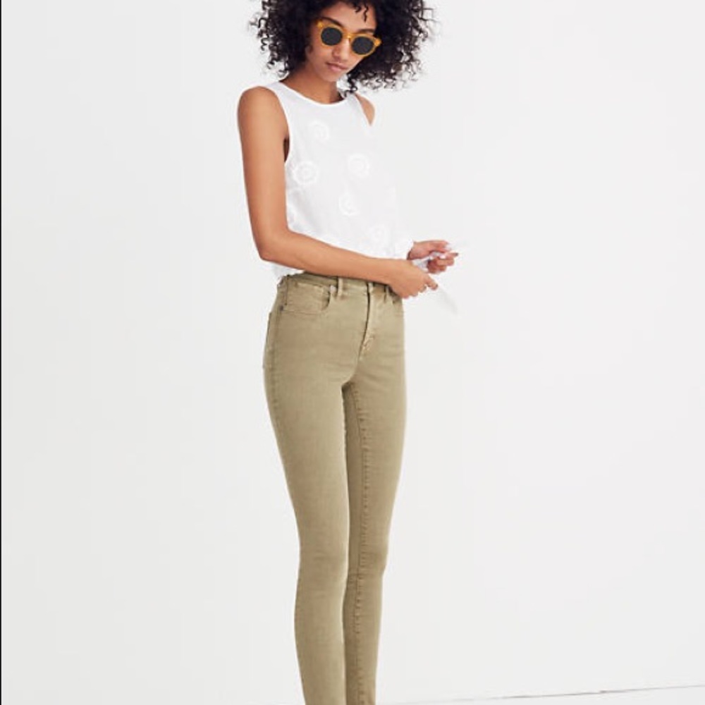 Madewell light olive green skinny plants